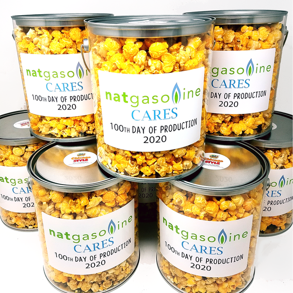 1 Gallon Popcorn Cans with Custom Logo Labels - CANDIED FLAVOR