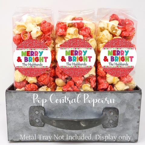 Merry and Bright Glitter - Holiday Christmas Popcorn Party Favors